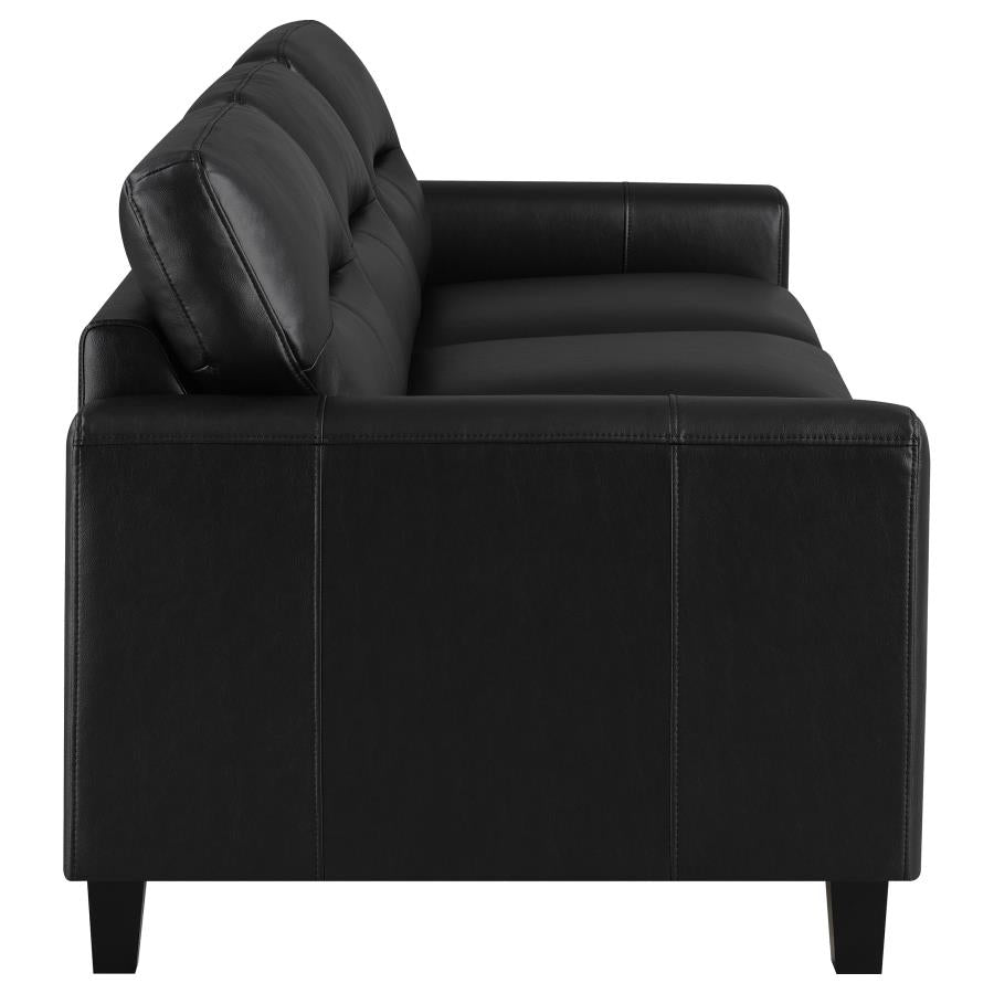 Scotland Faux Leather Upholstered Track Arm Sofa Black