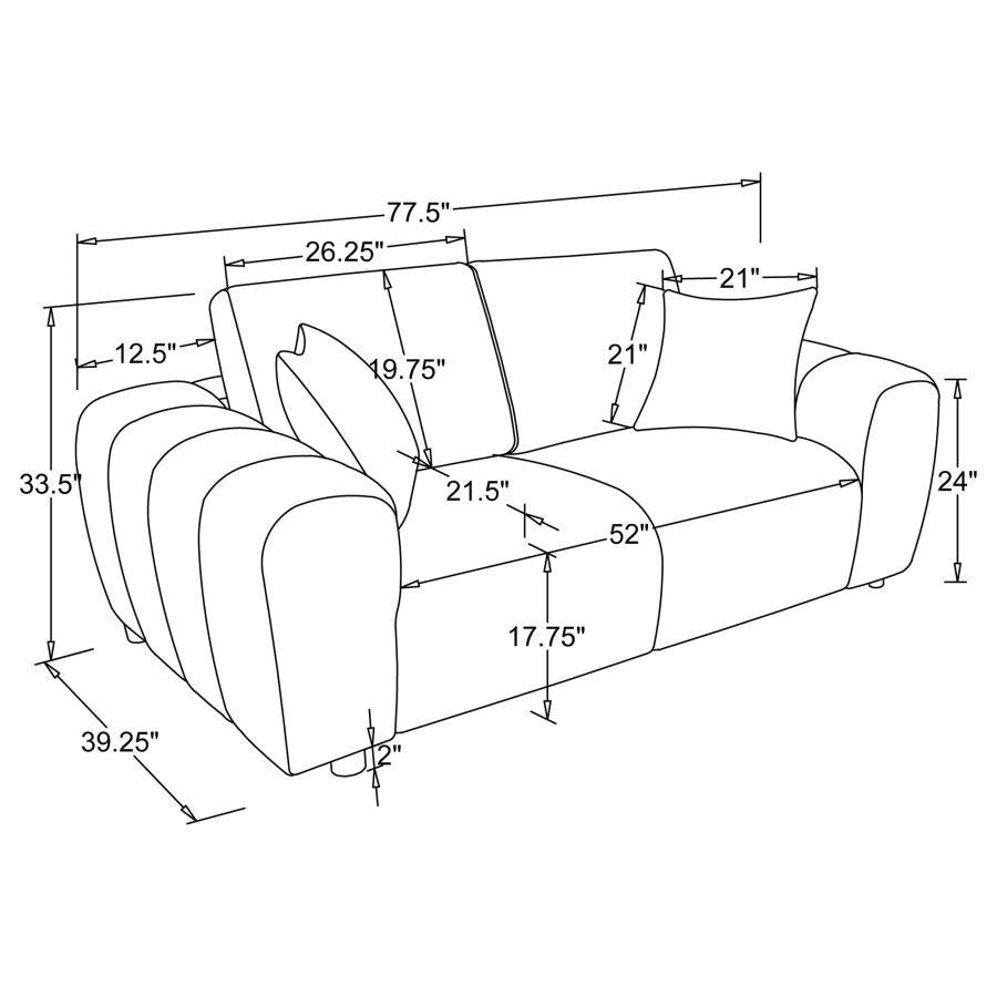Burnett Chenille Upholstered Wide Arm Loveseat Ivory