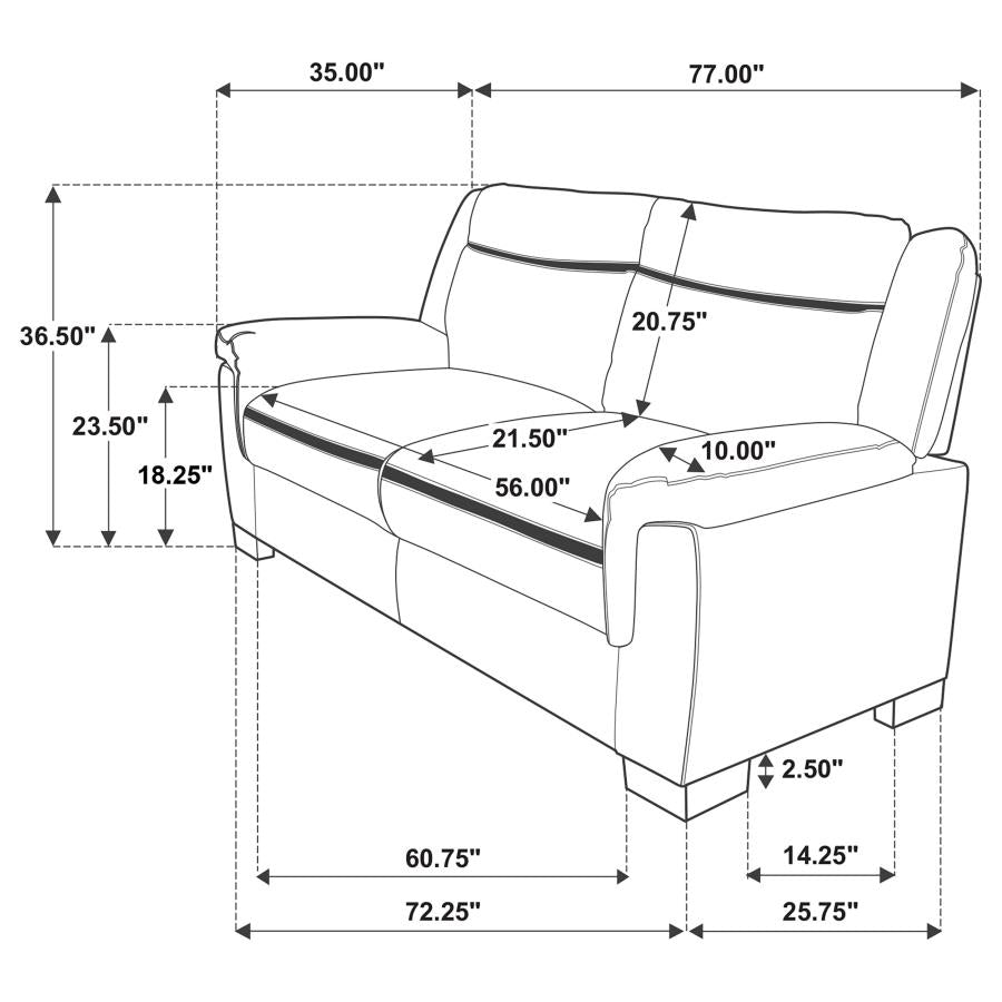 Arabella 3-piece Upholstered Padded Arm Sofa Set Grey