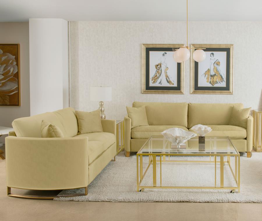 Corliss 2-piece Velvet Upholstered Sofa Set Camel