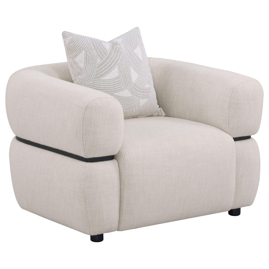 Jeanette 3-piece Fabric Upholstered Round Arm Sofa Set Beige