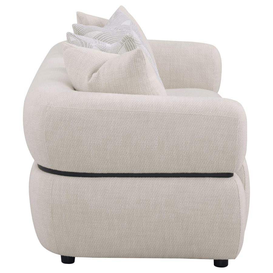 Jeanette 84-inch Fabric Upholstered Round Arm Sofa Beige