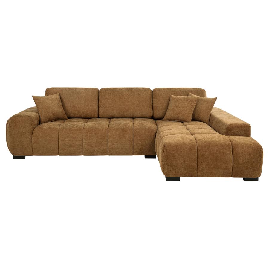 Octavia Tufted 2-Piece Sectional Chaise Sofa Amber