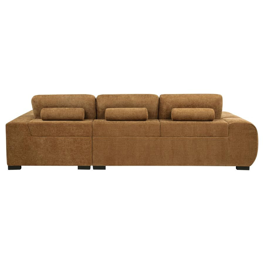 Octavia Tufted 2-Piece Sectional Chaise Sofa Amber