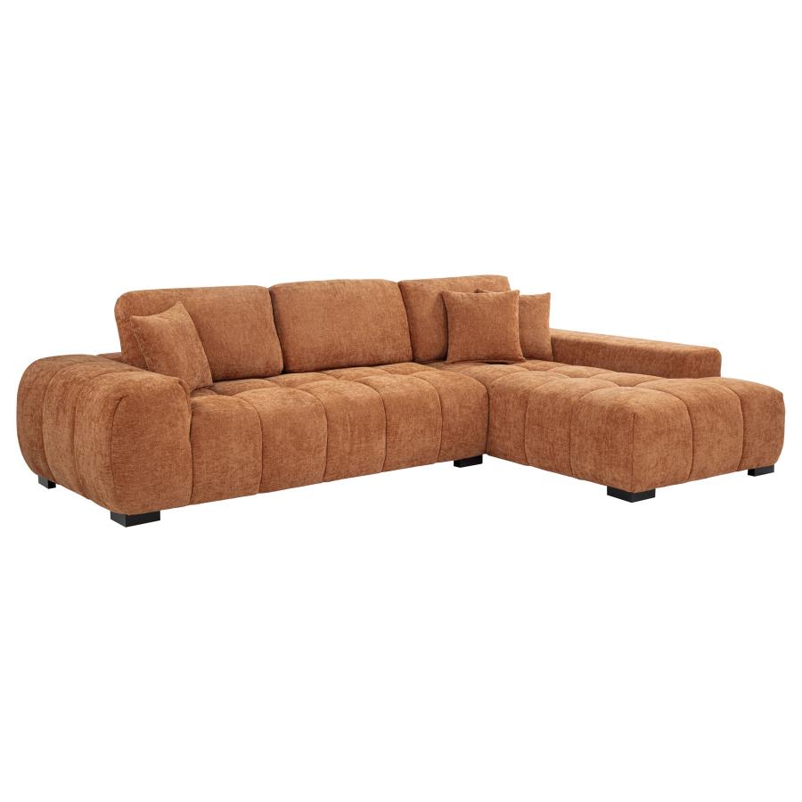 Octavia Tufted 2-Piece Sectional Chaise Sofa Orange
