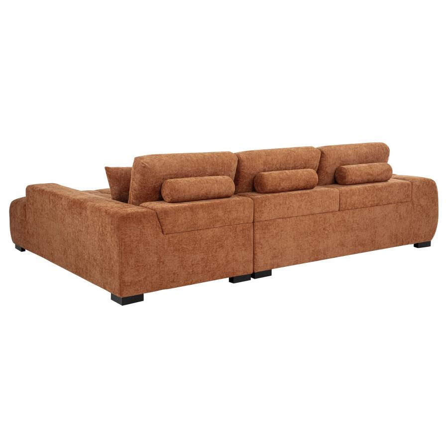 Octavia Tufted 2-Piece Sectional Chaise Sofa Orange