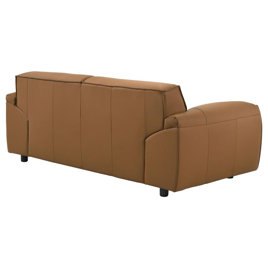 Buxton Top Grain Leather Upholstered Loveseat Orange