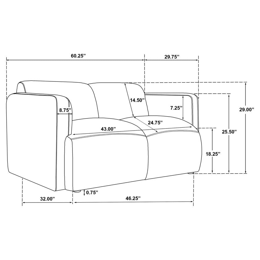 Dorset 3-piece Upholstered Round Track Arm Sofa Set White
