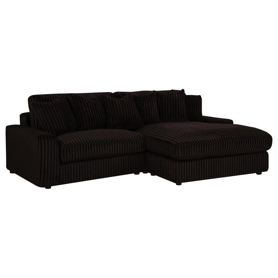 Blaine 2-Piece Corduroy Reversible Chaise Sectional Sofa Chocolate Brown