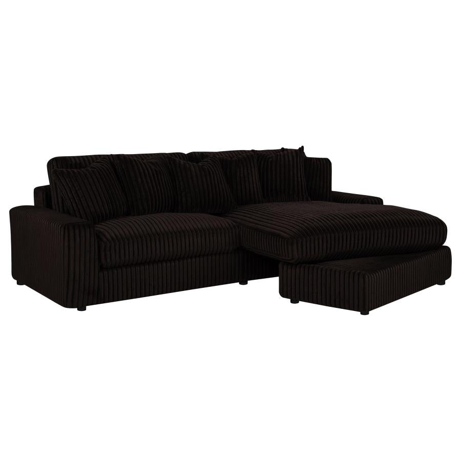 Blaine 2-Piece Corduroy Reversible Chaise Sectional Sofa Chocolate Brown