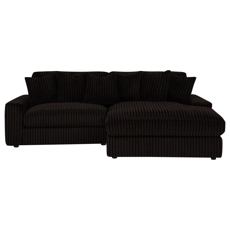 Blaine 2-Piece Corduroy Reversible Chaise Sectional Sofa Chocolate Brown