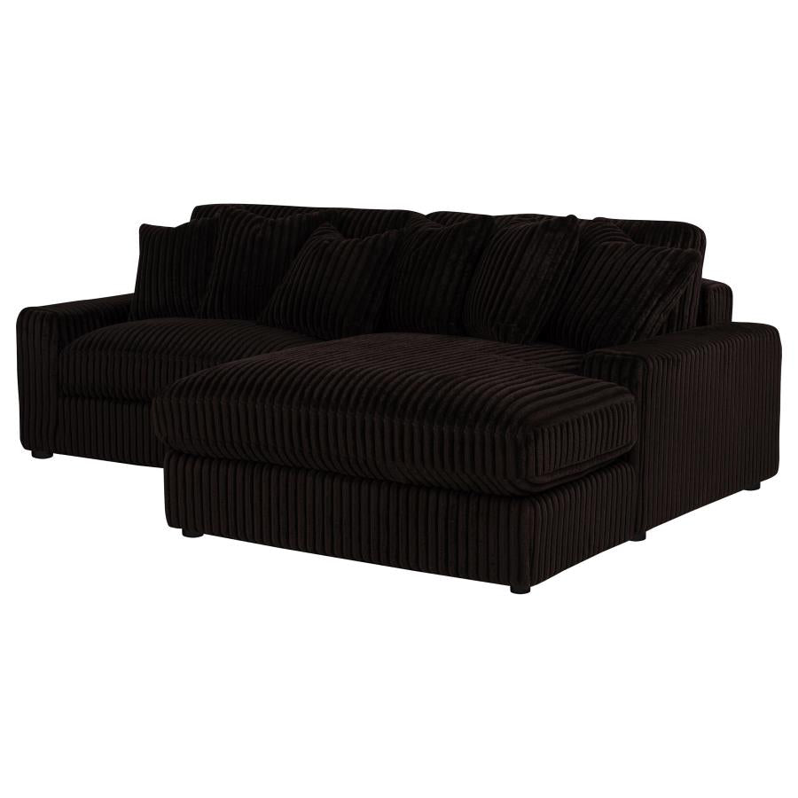 Blaine 2-Piece Corduroy Reversible Chaise Sectional Sofa Chocolate Brown