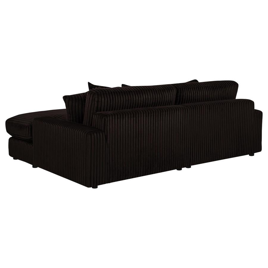 Blaine 2-Piece Corduroy Reversible Chaise Sectional Sofa Chocolate Brown