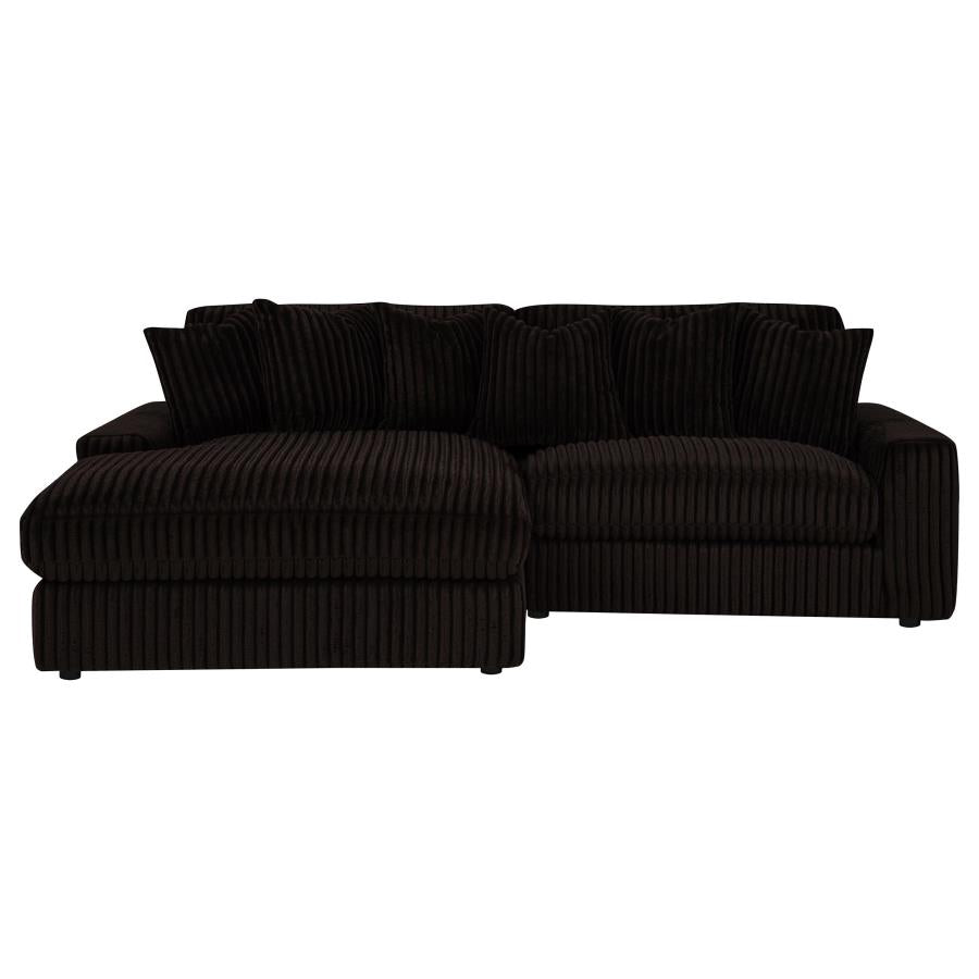 Blaine 2-Piece Corduroy Reversible Chaise Sectional Sofa Chocolate Brown