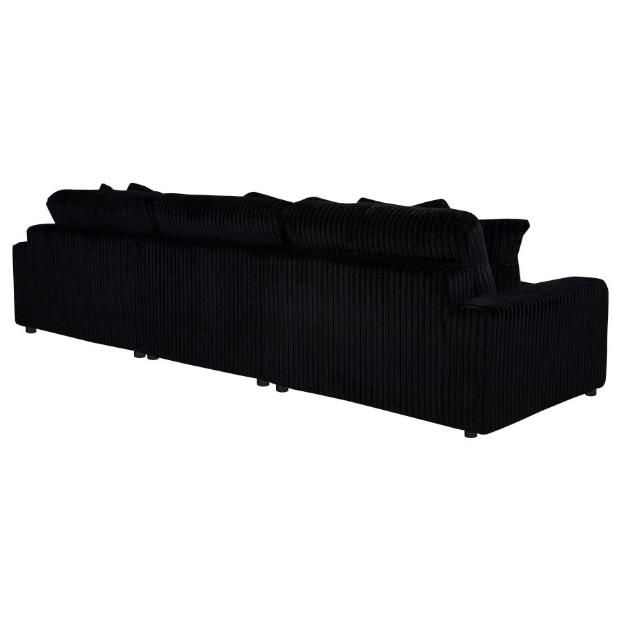 Blaine 3-Piece Corduroy Reversible Chaise Sectional Sofa Black