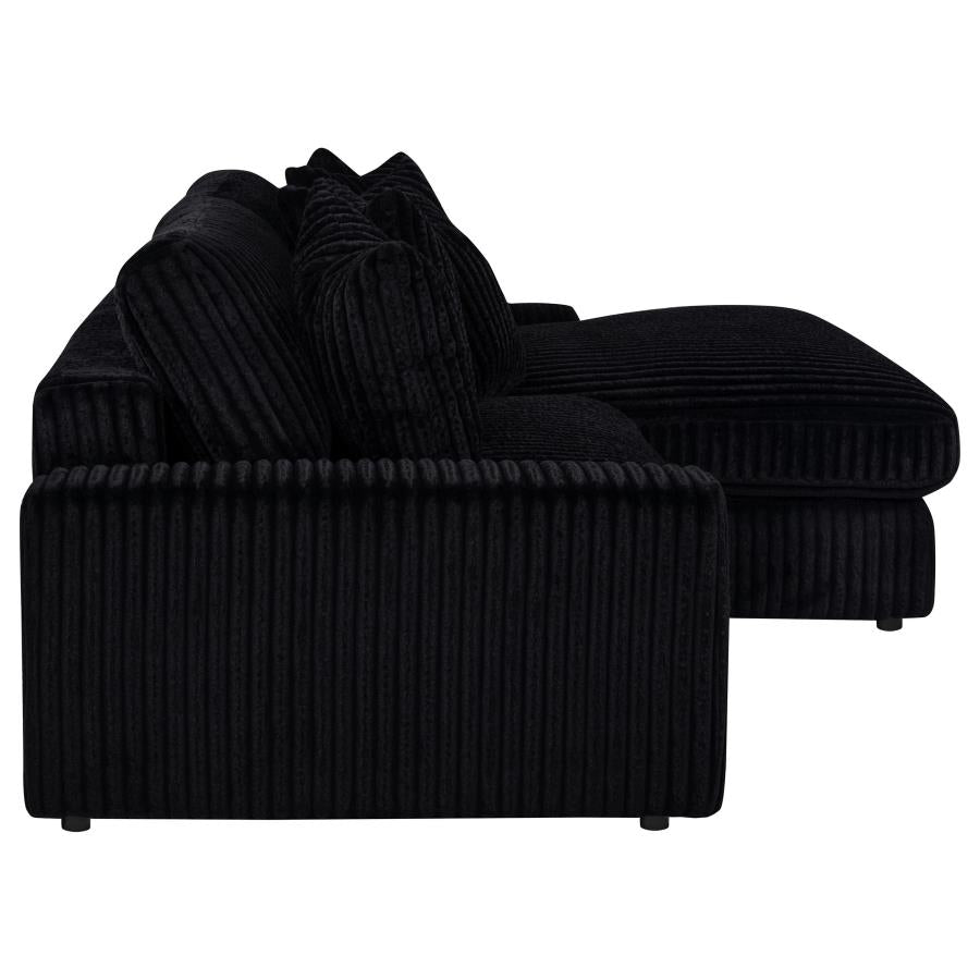 Blaine 2-Piece Corduroy Reversible Chaise Sectional Sofa Black