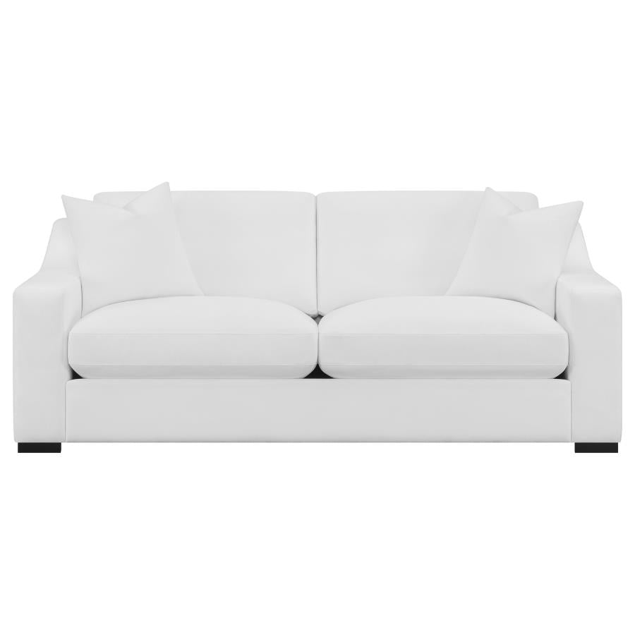 Ashlyn 2-piece Upholstered Sloped Arm Sofa Set White