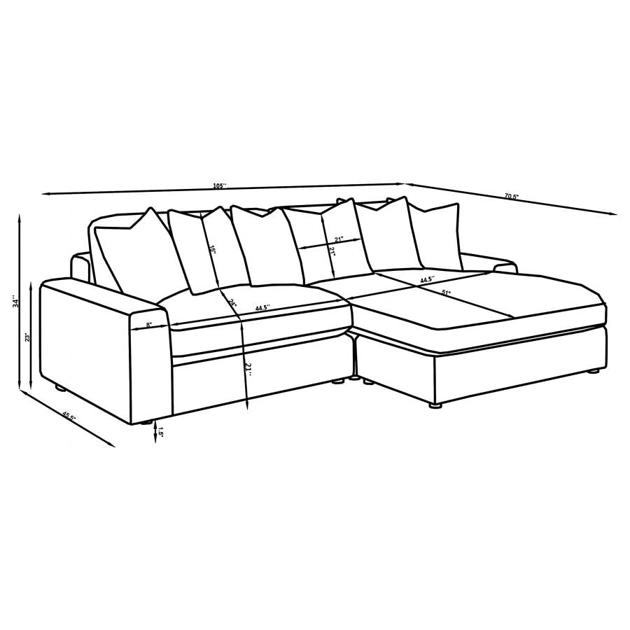 Blaine 2-Piece Corduroy Reversible Chaise Sectional Sofa Sand