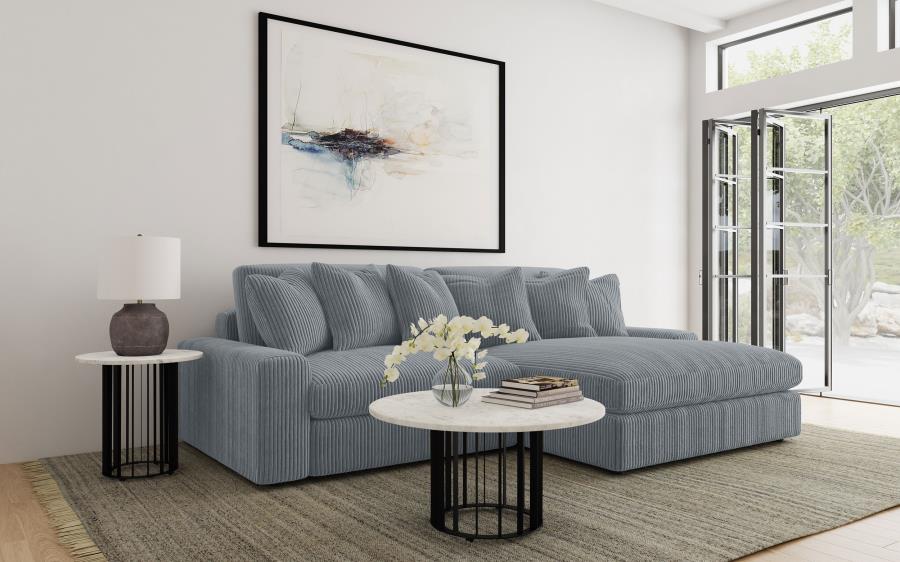 Blaine 2-Piece Corduroy Reversible Chaise Sectional Sofa Fog