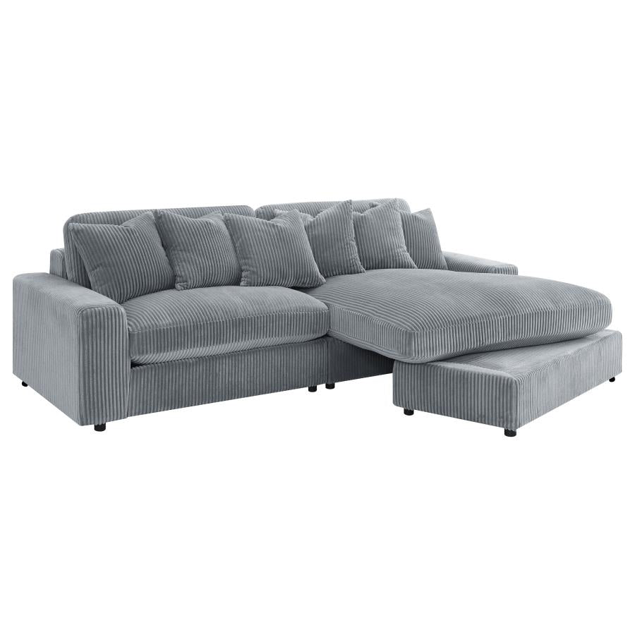 Blaine 2-Piece Corduroy Reversible Chaise Sectional Sofa Fog
