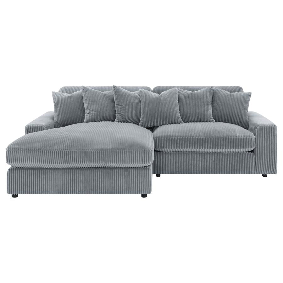Blaine 2-Piece Corduroy Reversible Chaise Sectional Sofa Fog
