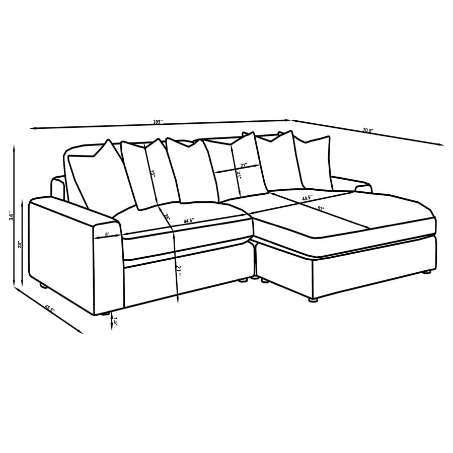 Blaine 2-Piece Corduroy Reversible Chaise Sectional Sofa Fog