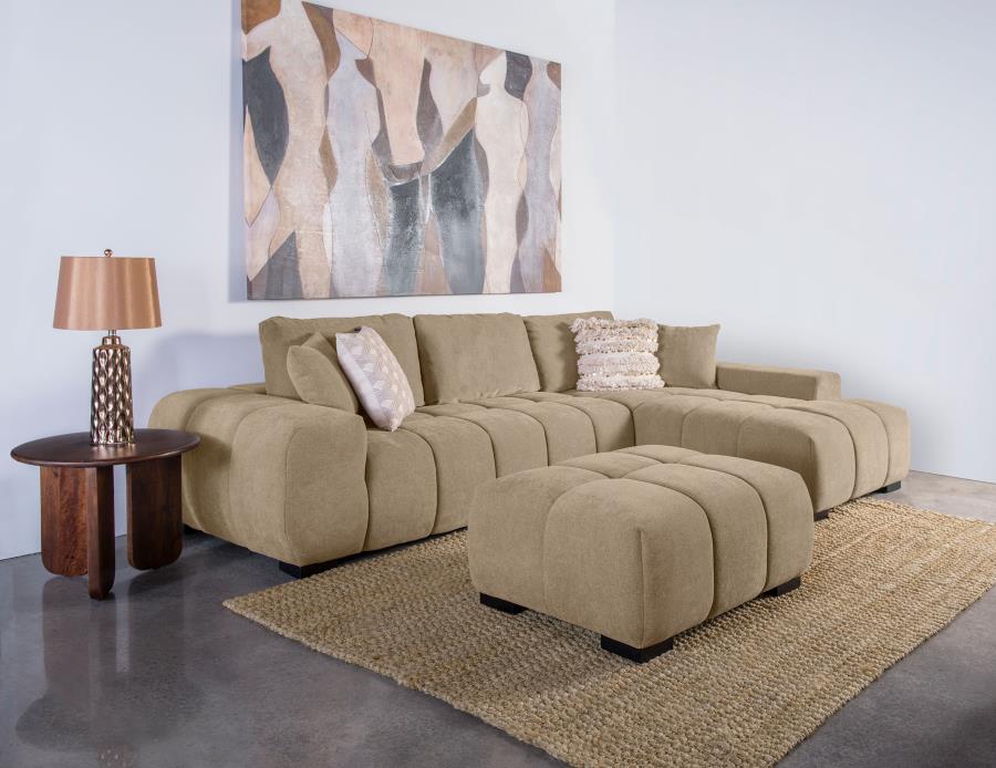 Octavia Tufted Upholstered Rectangular Ottoman Camel
