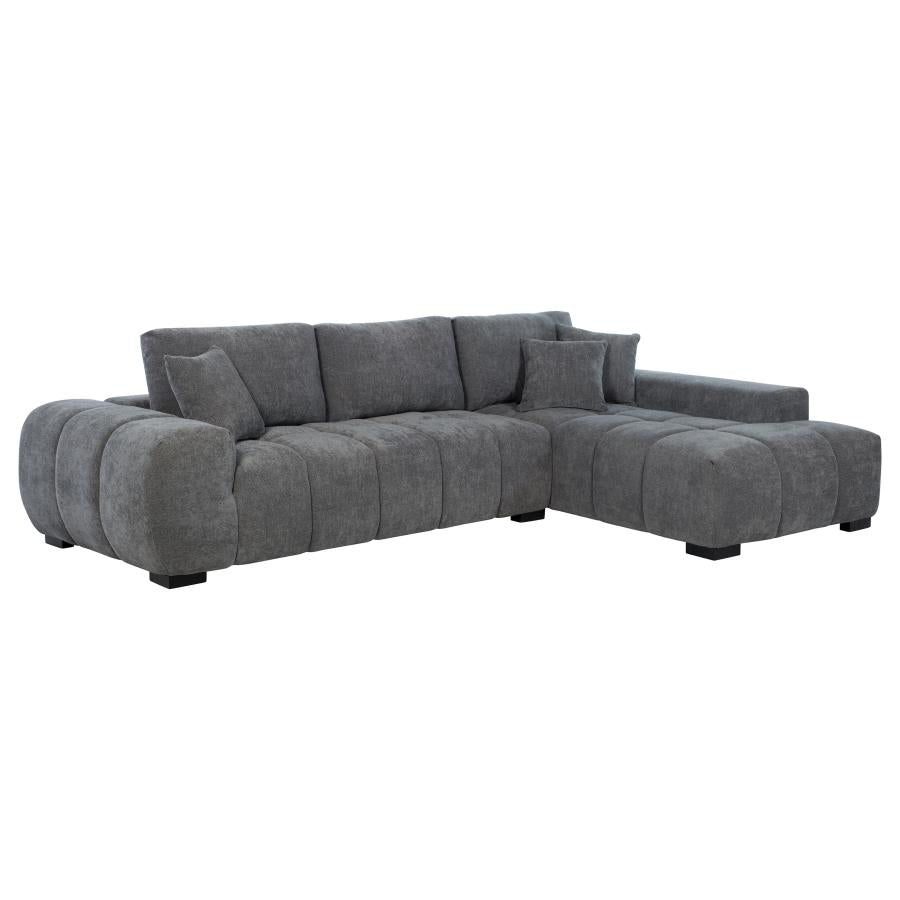 Octavia Tufted 2-Piece Sectional Chaise Sofa Charcoal Grey