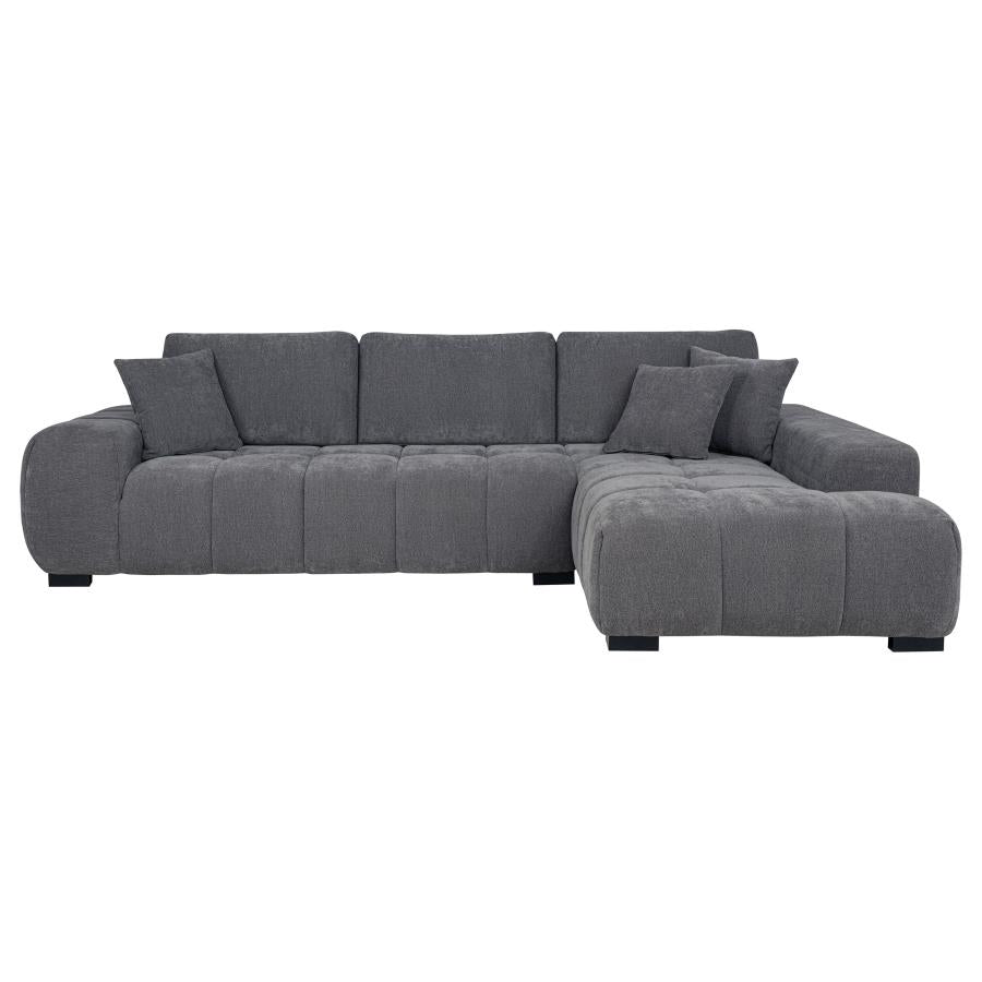 Octavia Tufted 2-Piece Sectional Chaise Sofa Charcoal Grey
