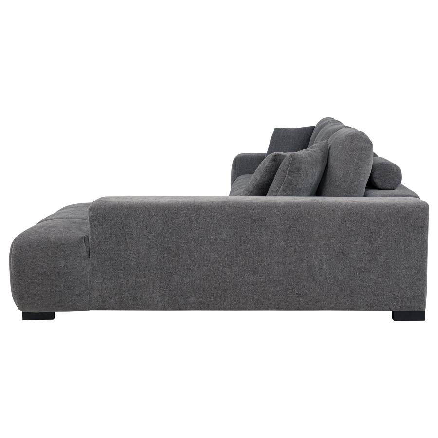 Octavia Tufted 2-Piece Sectional Chaise Sofa Charcoal Grey
