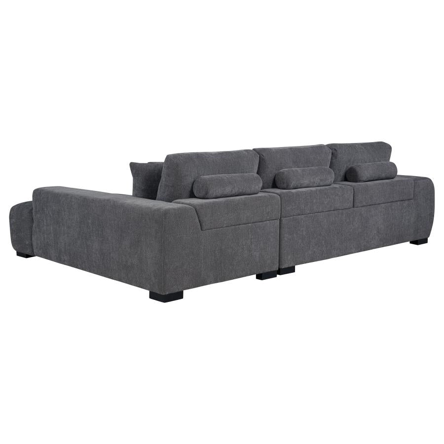 Octavia Tufted 2-Piece Sectional Chaise Sofa Charcoal Grey