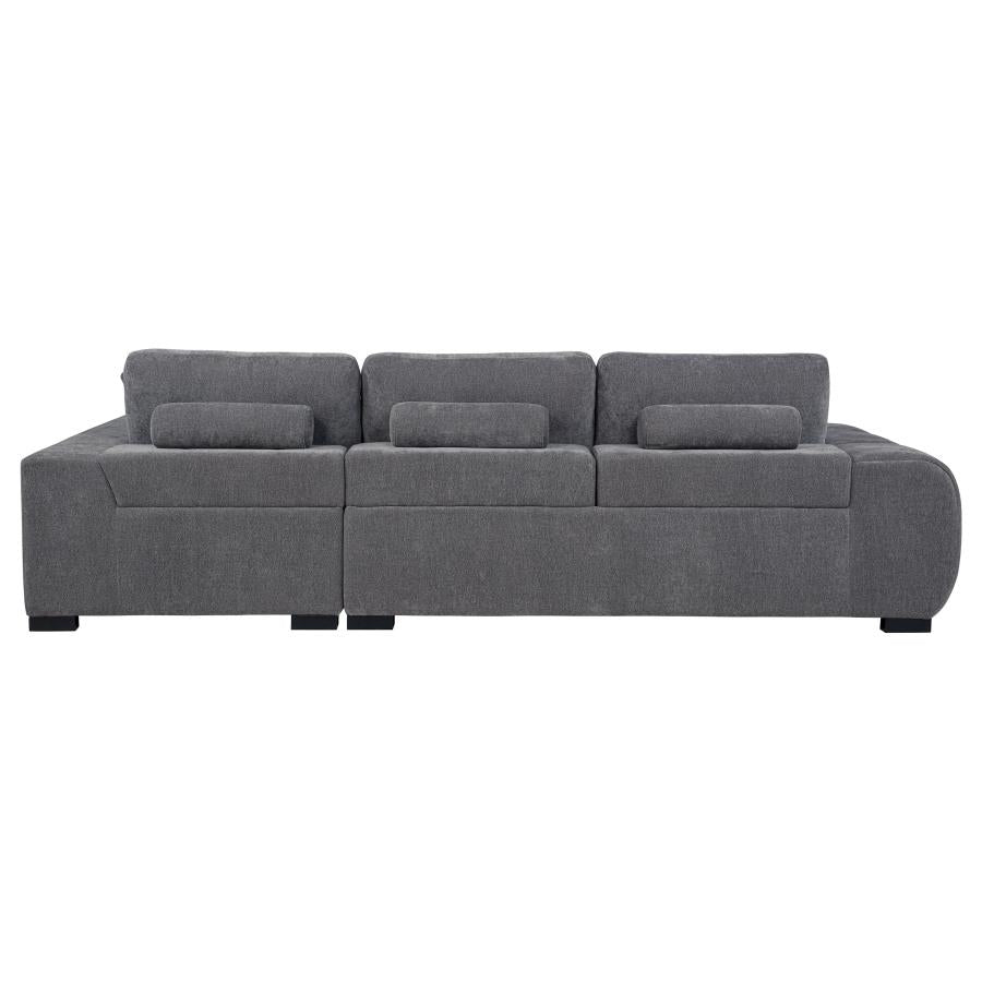 Octavia Tufted 2-Piece Sectional Chaise Sofa Charcoal Grey