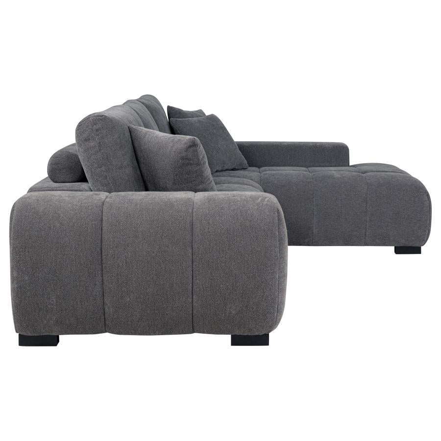Octavia Tufted 2-Piece Sectional Chaise Sofa Charcoal Grey