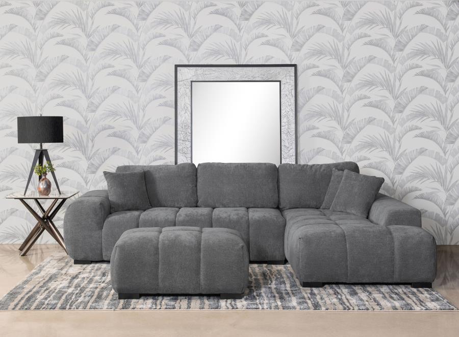 Octavia Tufted 2-Piece Sectional Chaise Sofa Charcoal Grey
