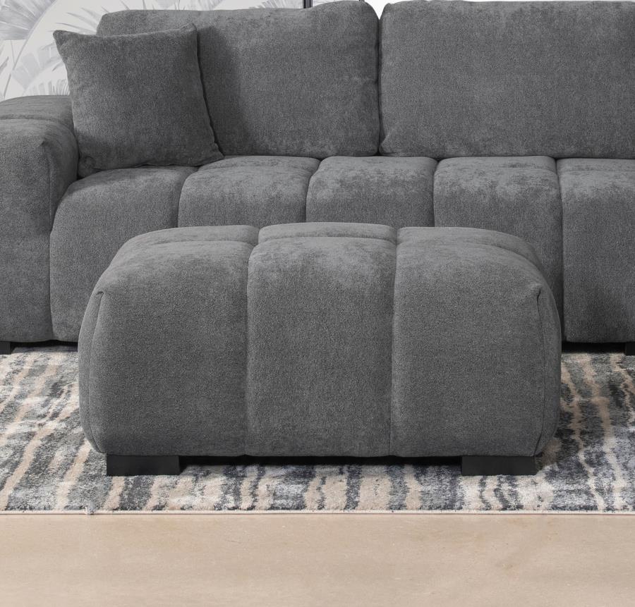 Octavia Tufted Upholstered Rectangular Ottoman Charcoal Grey