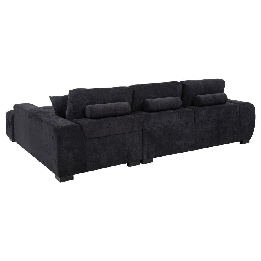 Octavia Tufted 2-Piece Sectional Chaise Sofa Black