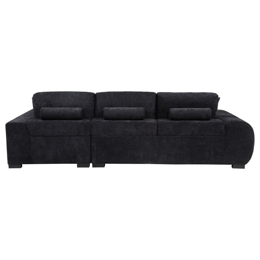Octavia Tufted 2-Piece Sectional Chaise Sofa Black