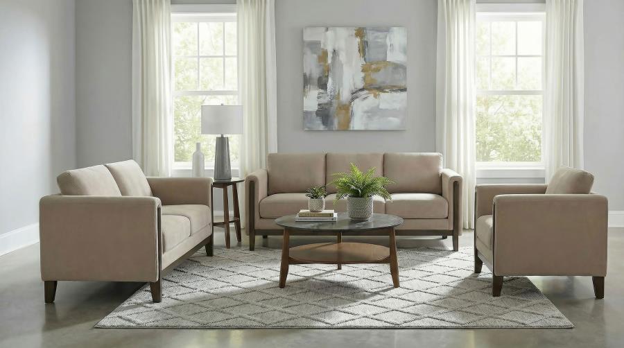 Islington Fabric Upholstered Panel Arm Sofa Taupe