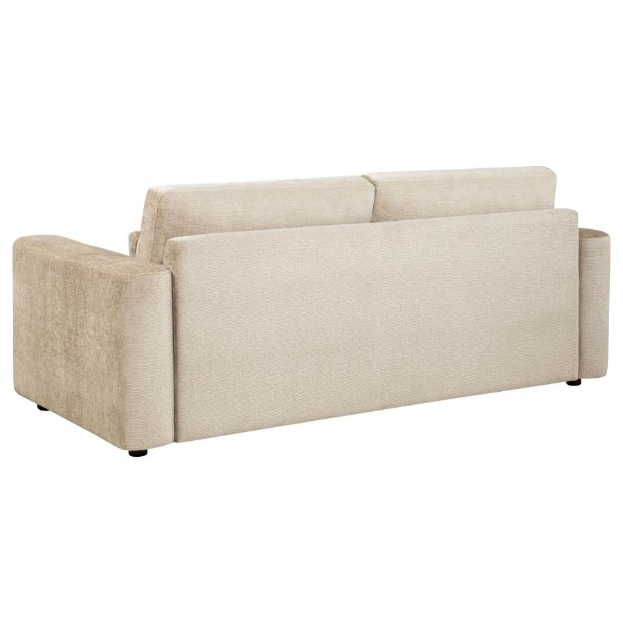 Amador 2-piece Chenille Upholstered Track Arm Sofa Set Camel