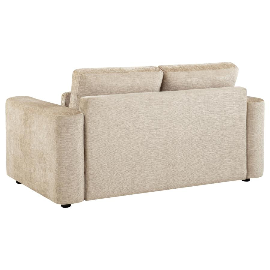 Amador Chenille Upholstered Track Arm Loveseat Camel
