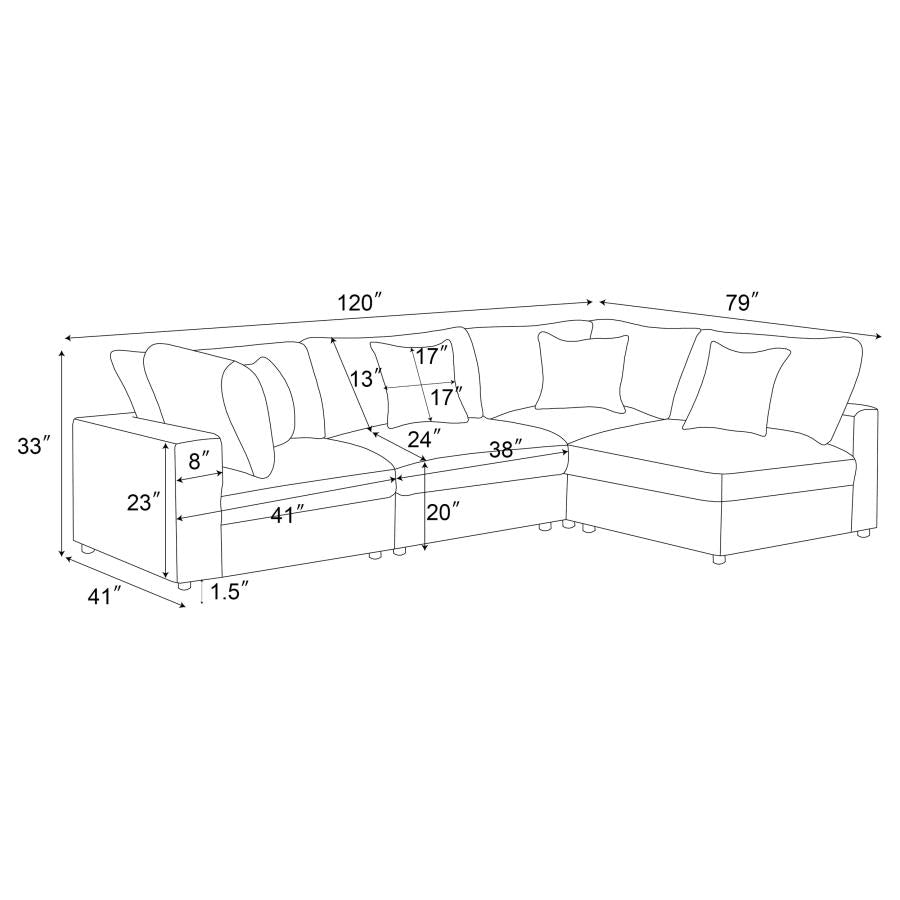 Serene 4-piece Upholstered Modular Sectional Sofa Beige