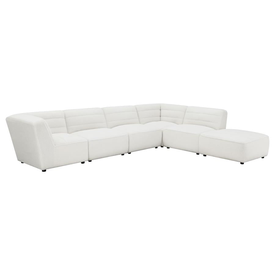 Sunny 6-piece Upholstered Modular Sectional Sofa Ivory Sherpa