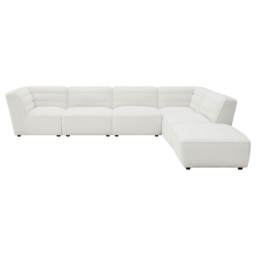 Sunny 6-piece Upholstered Modular Sectional Sofa Ivory Sherpa