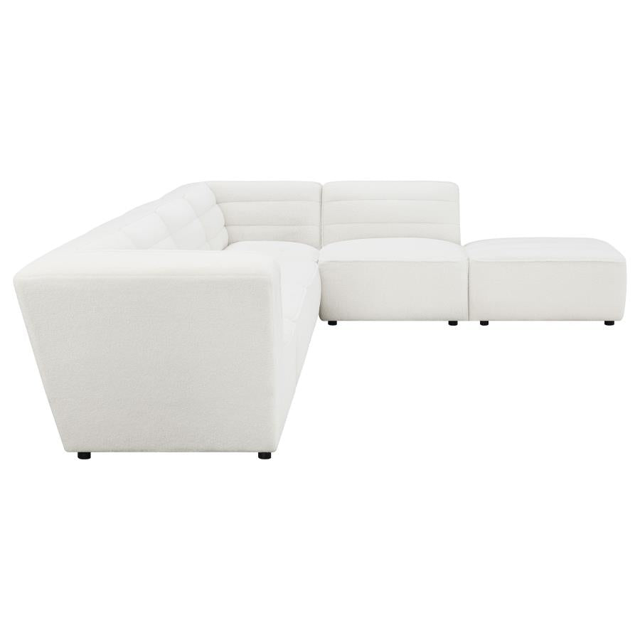 Sunny 6-piece Upholstered Modular Sectional Sofa Ivory Sherpa