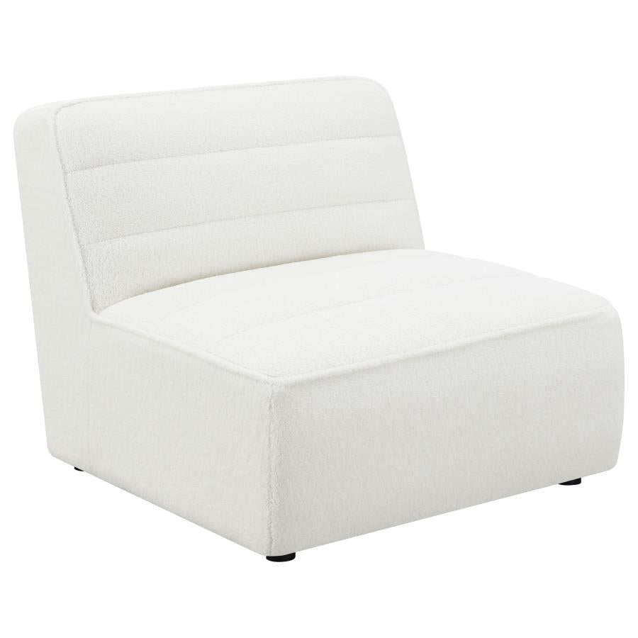 Sunny 6-piece Upholstered Modular Sectional Sofa Ivory Sherpa