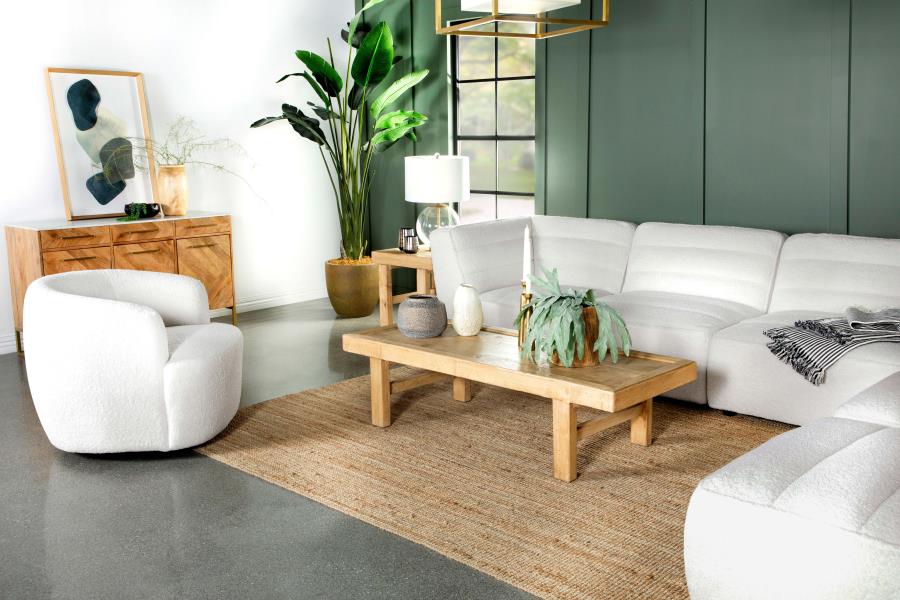 Sunny 6-piece Upholstered Modular Sectional Sofa Ivory Sherpa
