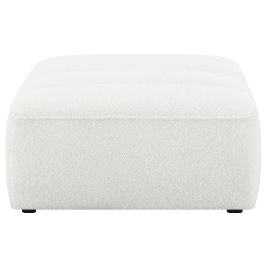 Sunny Square Upholstered Ottoman Ivory Sherpa