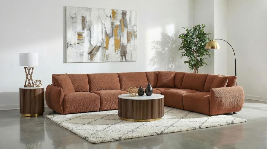 Elysia Fabric Upholstered Modular Corner Chair Coral