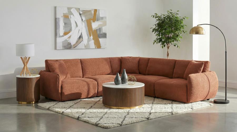 Elysia Fabric Upholstered Modular Corner Chair Coral