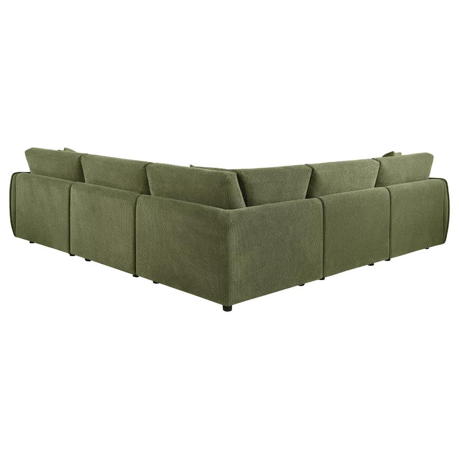 Elysia 5-piece Fabric Upholstered Modular Sectional Sofa Green